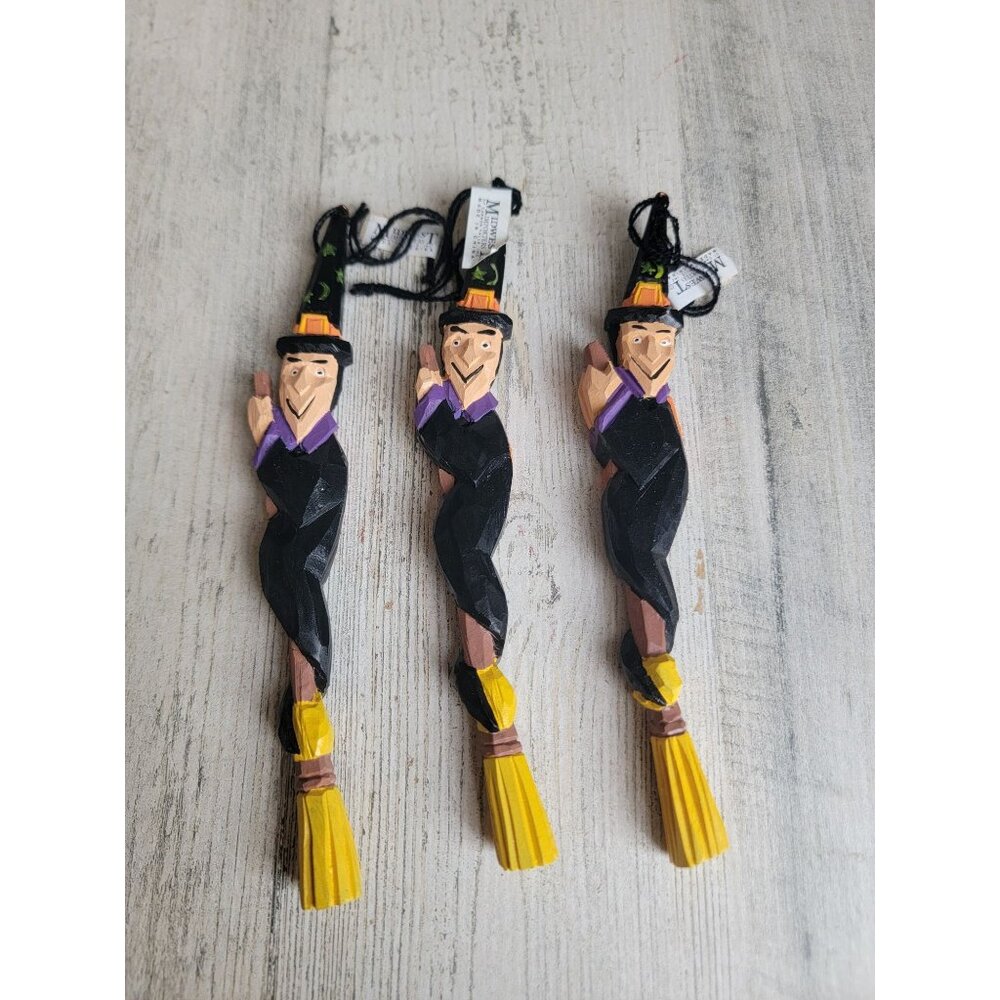 Midwest Canyon Falls folk‎ art which broom set Halloween ornament